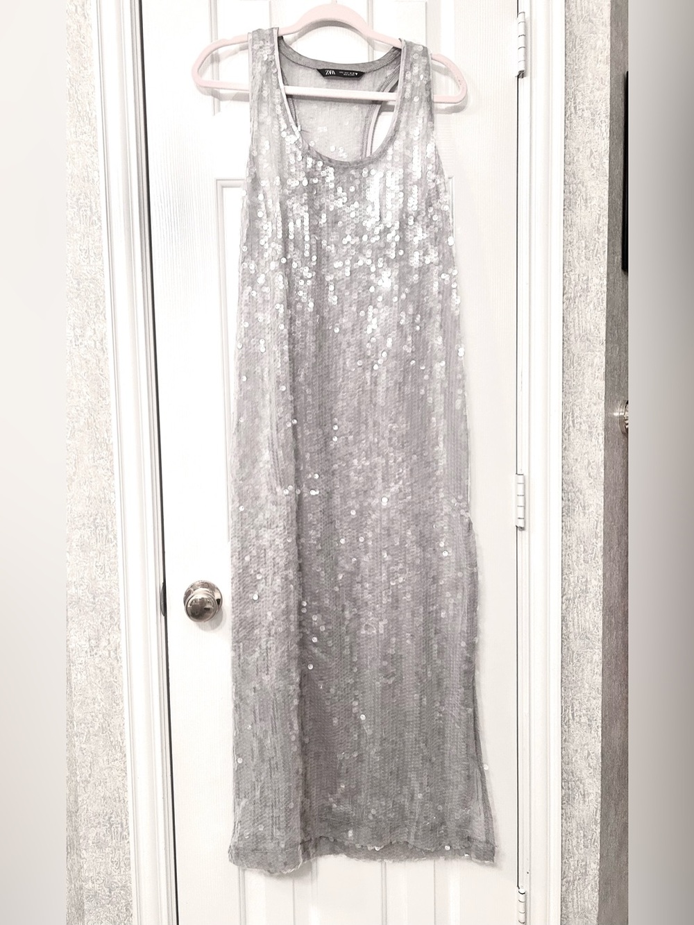 Zara Silver Sequin Maxi Dress Skirt
